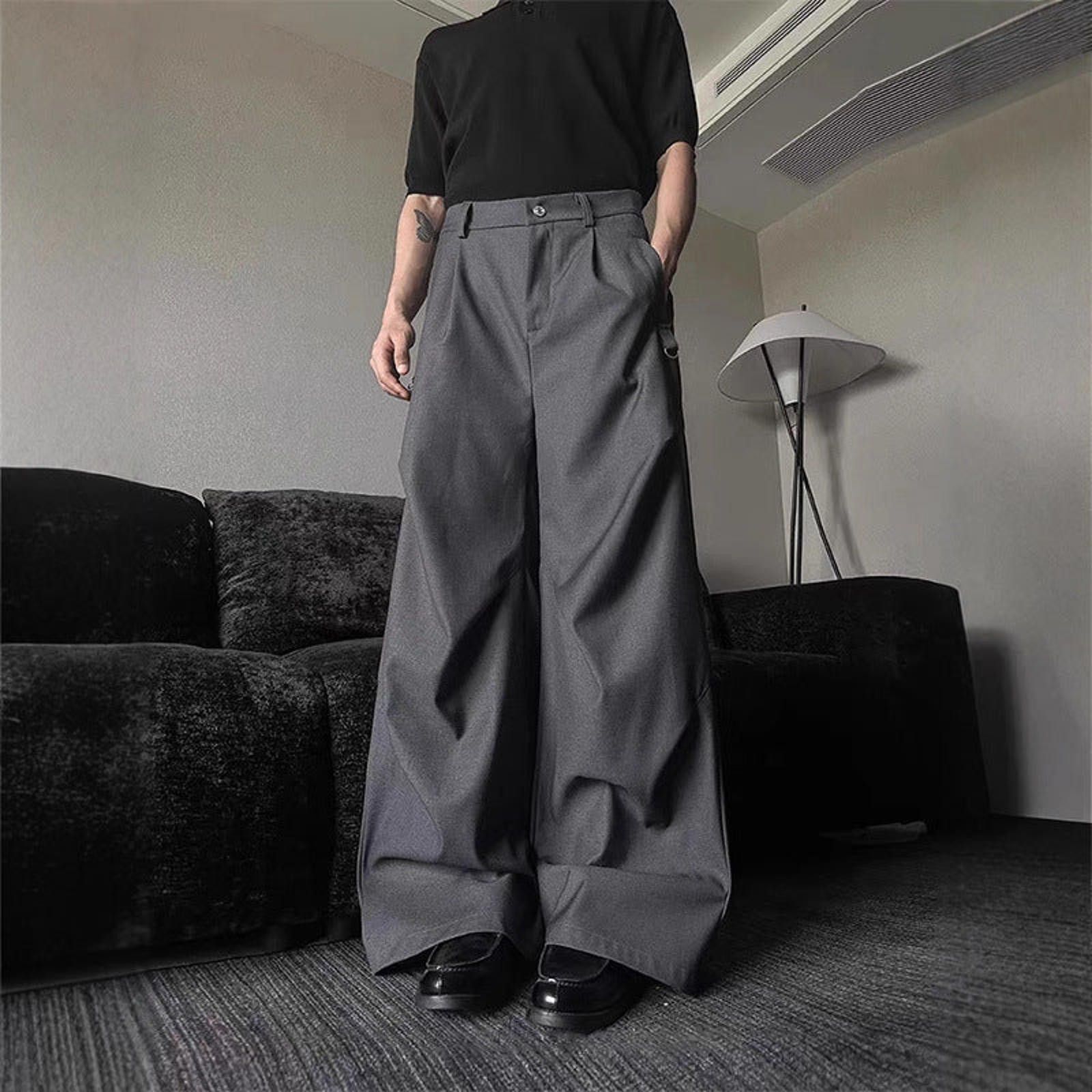 Japanese Brand Gray Wide Leg Casual Pants, Baggy Menswear Trousers Size US 32 / EU 48 - 1 Thumbnail