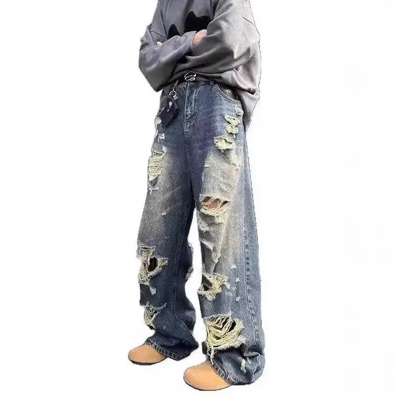 Japanese Brand Retro washed straight leg ripped jeans Size US 32 / EU 48 - 5 Thumbnail