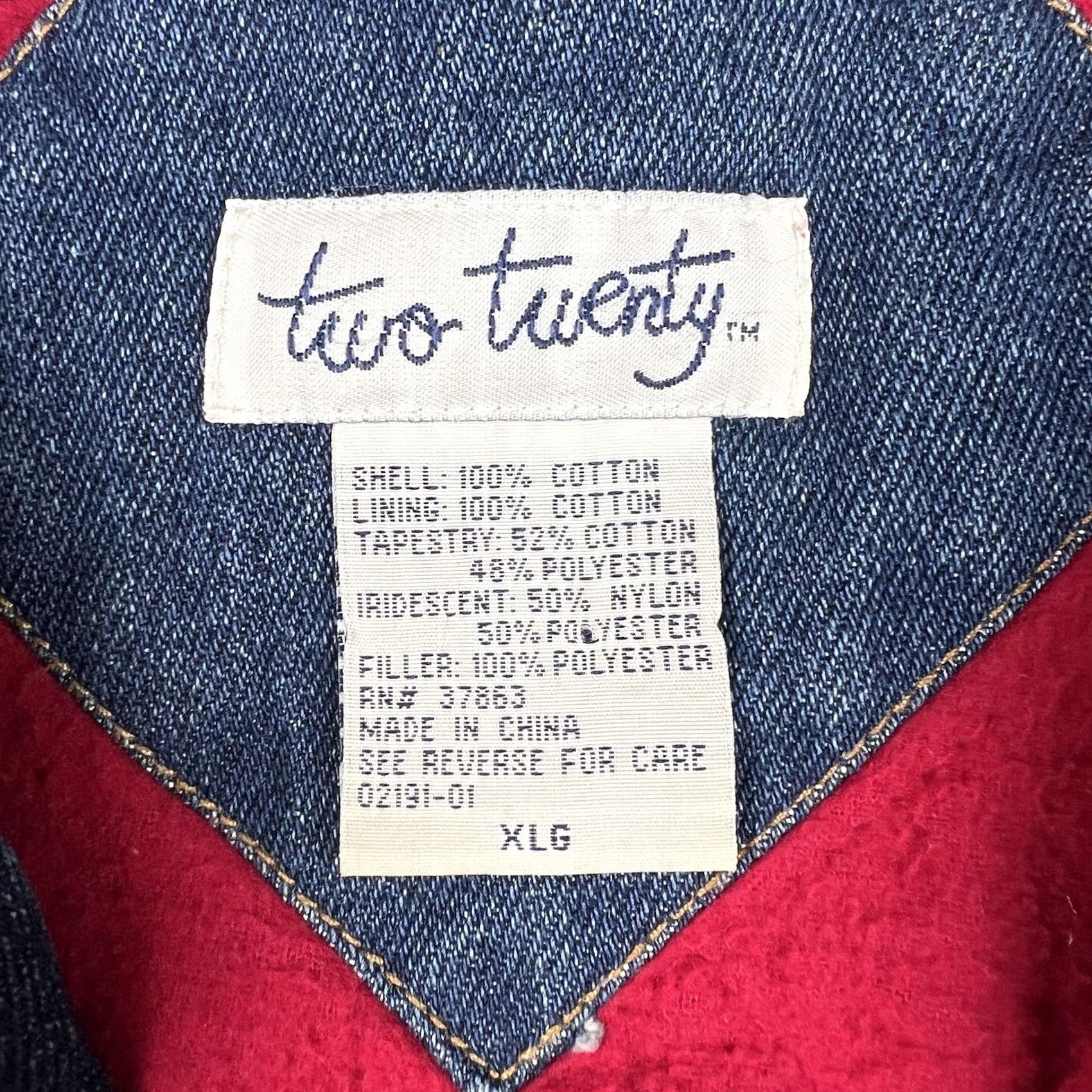 Vintage VINTAGE Two Twenty Women’s Blue Denim Patchwork Winter Lined Jacket XL Long Size XL / US 12-14 / IT 48-50 - 2 Thumbnail
