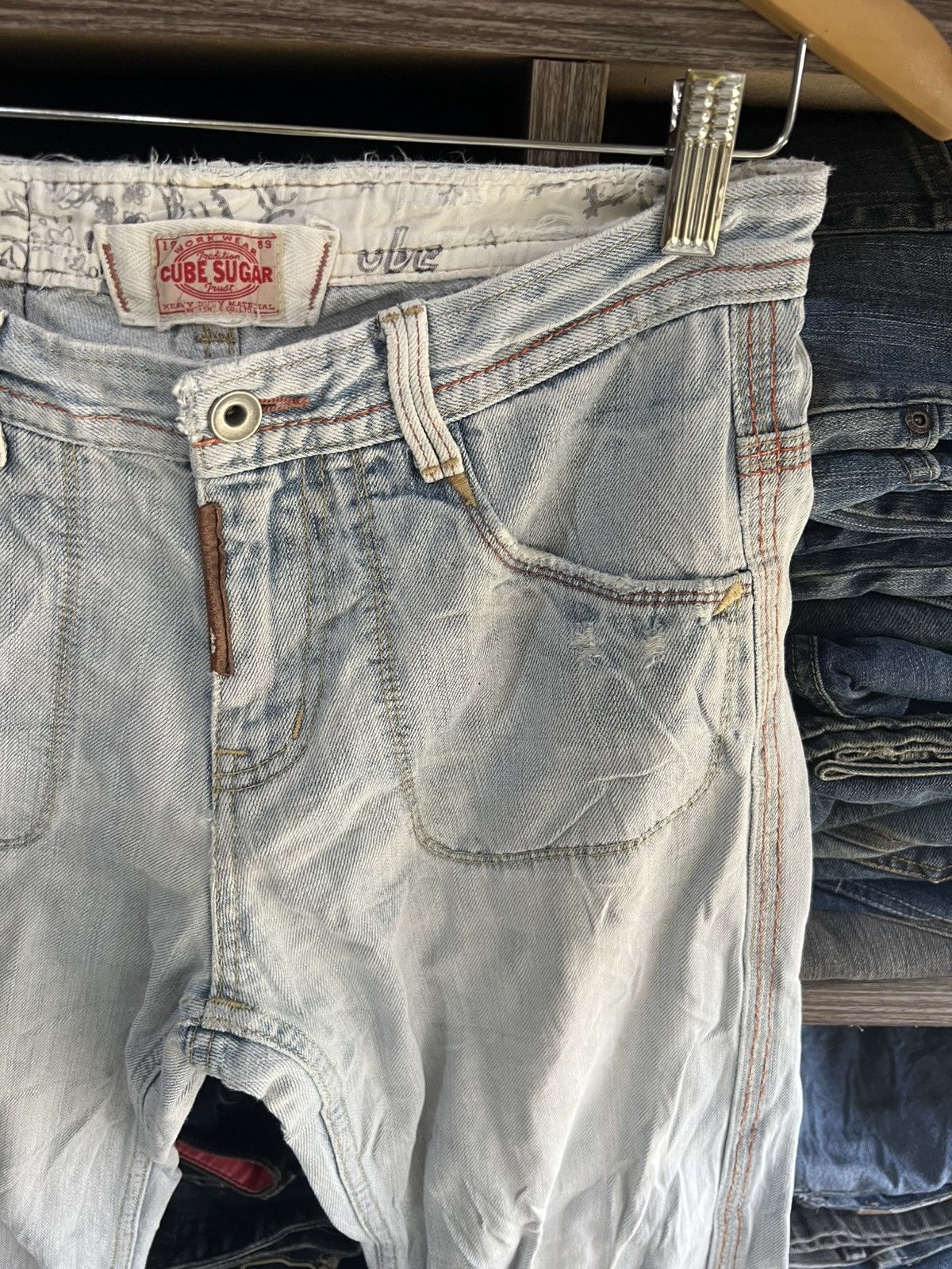 Other 🔥Vintage Cube Sugar Buckle Distressed Denim Size US 29 - 8 Thumbnail