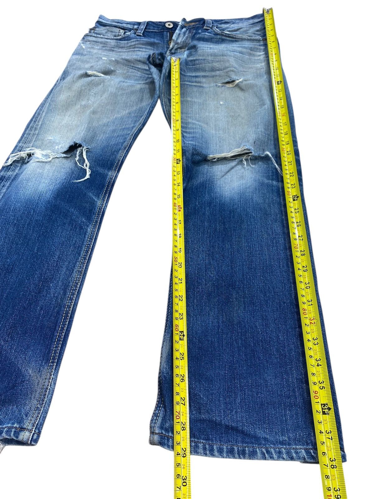 Edwin Edwin Whiskers Ripped Style Straight Cut Jeans Size US 32 / EU 48 - 12 Thumbnail
