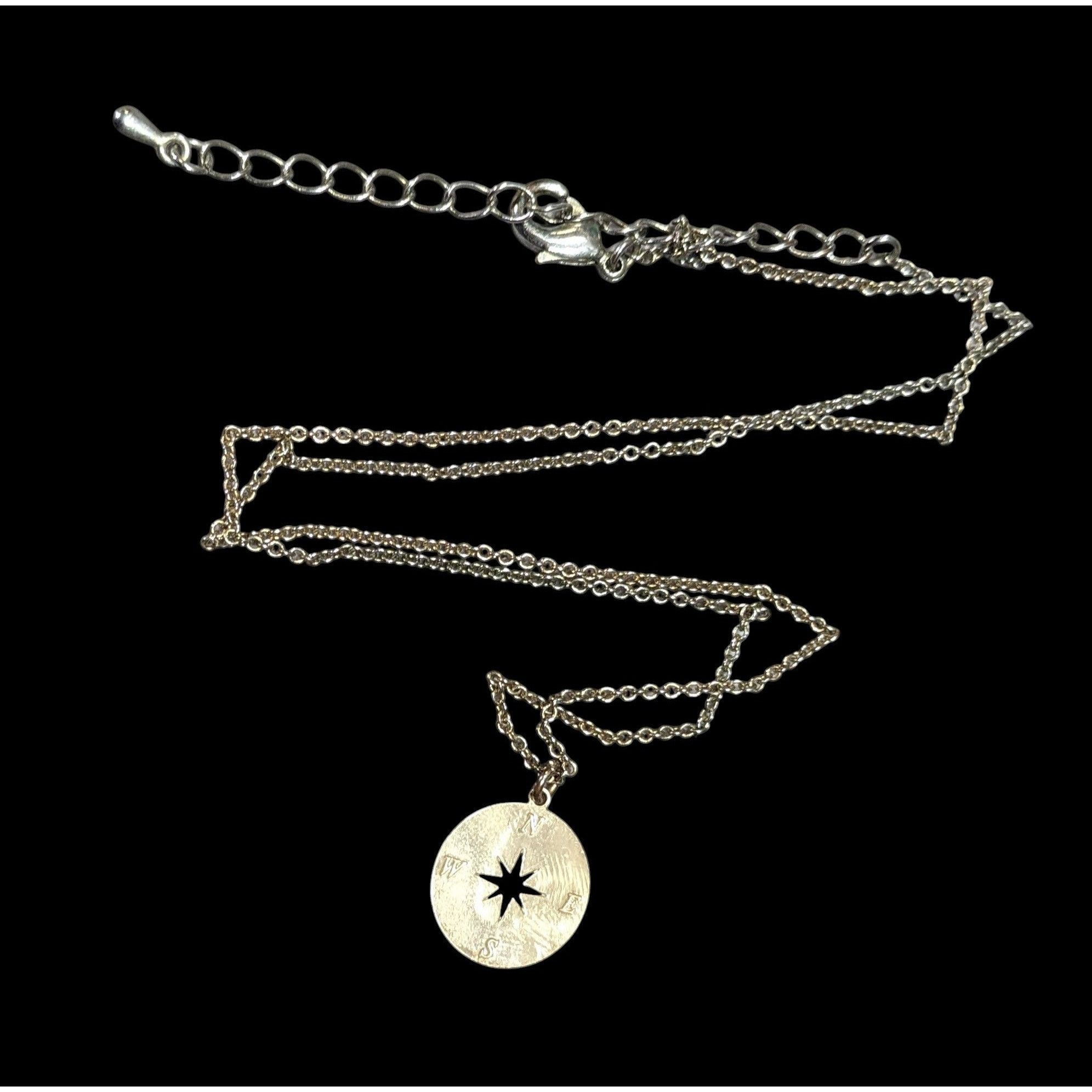 Other Minimalist Gold Tone Compass Pendant Necklace On Silver Tone Size ONE SIZE - 1 Thumbnail