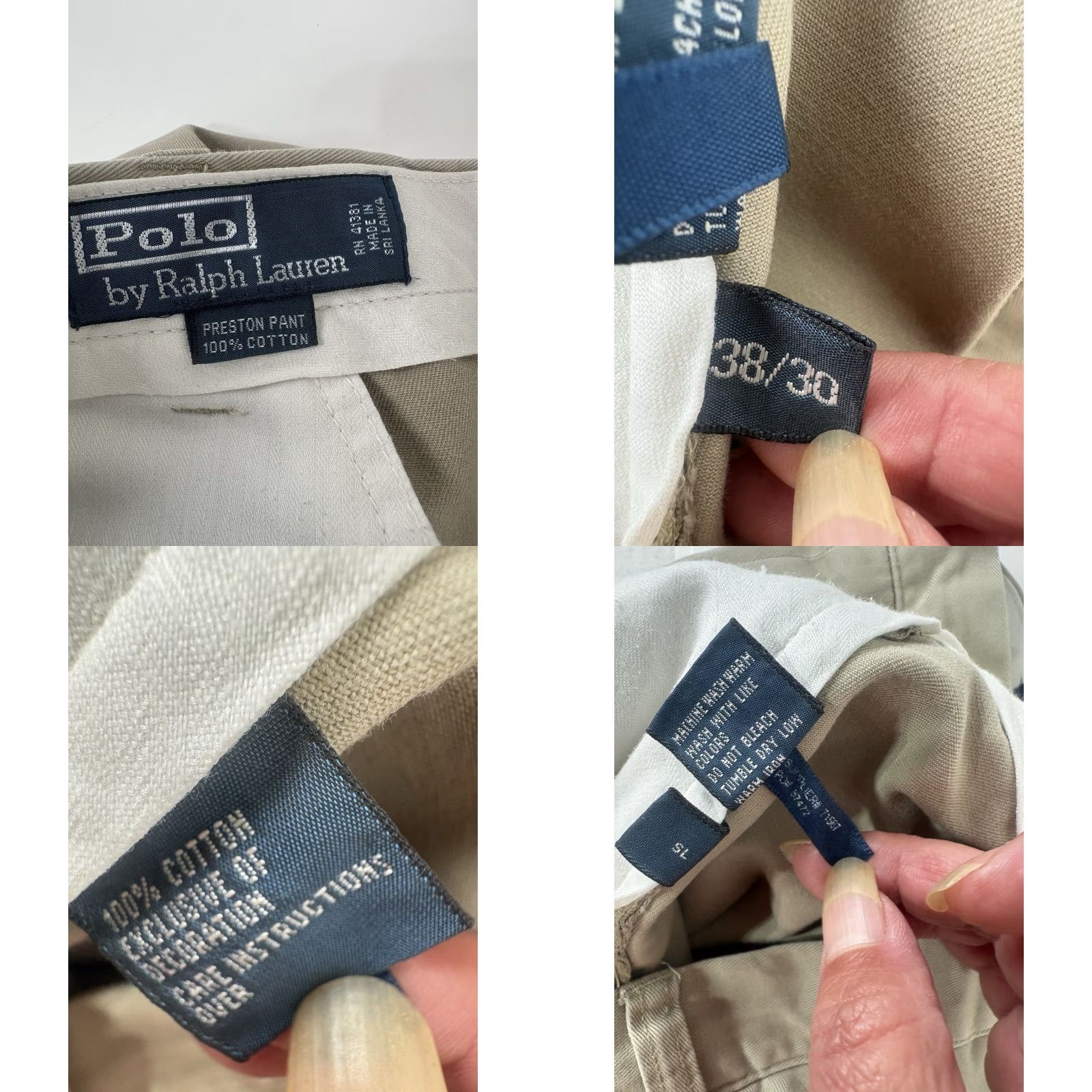 Polo Ralph Lauren VINTAGE Polo Ralph Lauren Pants Khaki Preston Men 38x30 Beige 100% Cotton Flat Front Straight Leg Mens Pants Size US M / EU 48-50 / 2 - 8 Thumbnail