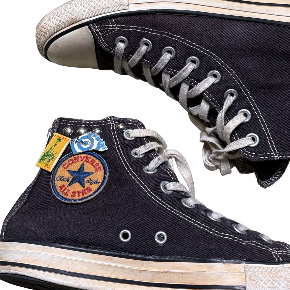 Converse Vintage Y2K Converse High Faded Black Back Zipper Studs Pin Size US 7 / EU 40 - 3 Thumbnail