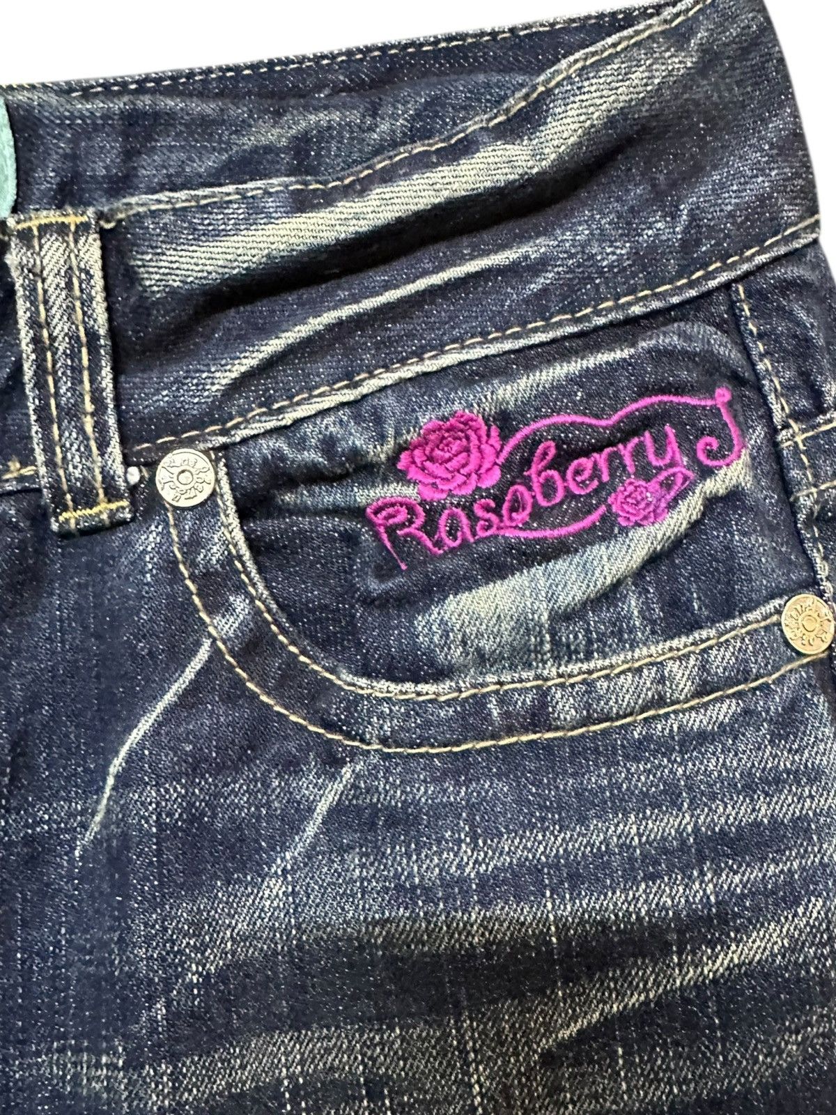 POST ARCHIVE FACTION (PAF) Vintage Raspberry Flare Bootcut Embroidery Skulls Punk Denim Size US 30 / EU 46 - 6 Thumbnail