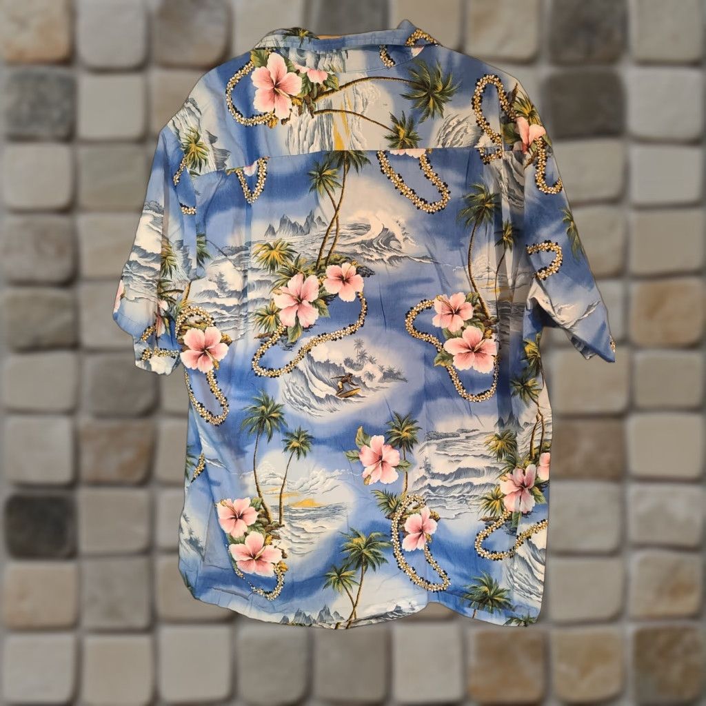 ALOHAS Naniloa Blue Aloha Hawaiian Shirt Men Short Sleeve Button-Up 2XL Cotton Hibiscus Leis Palm Trees Surfers Size US XXL / EU 58 / 5 - 1 Thumbnail