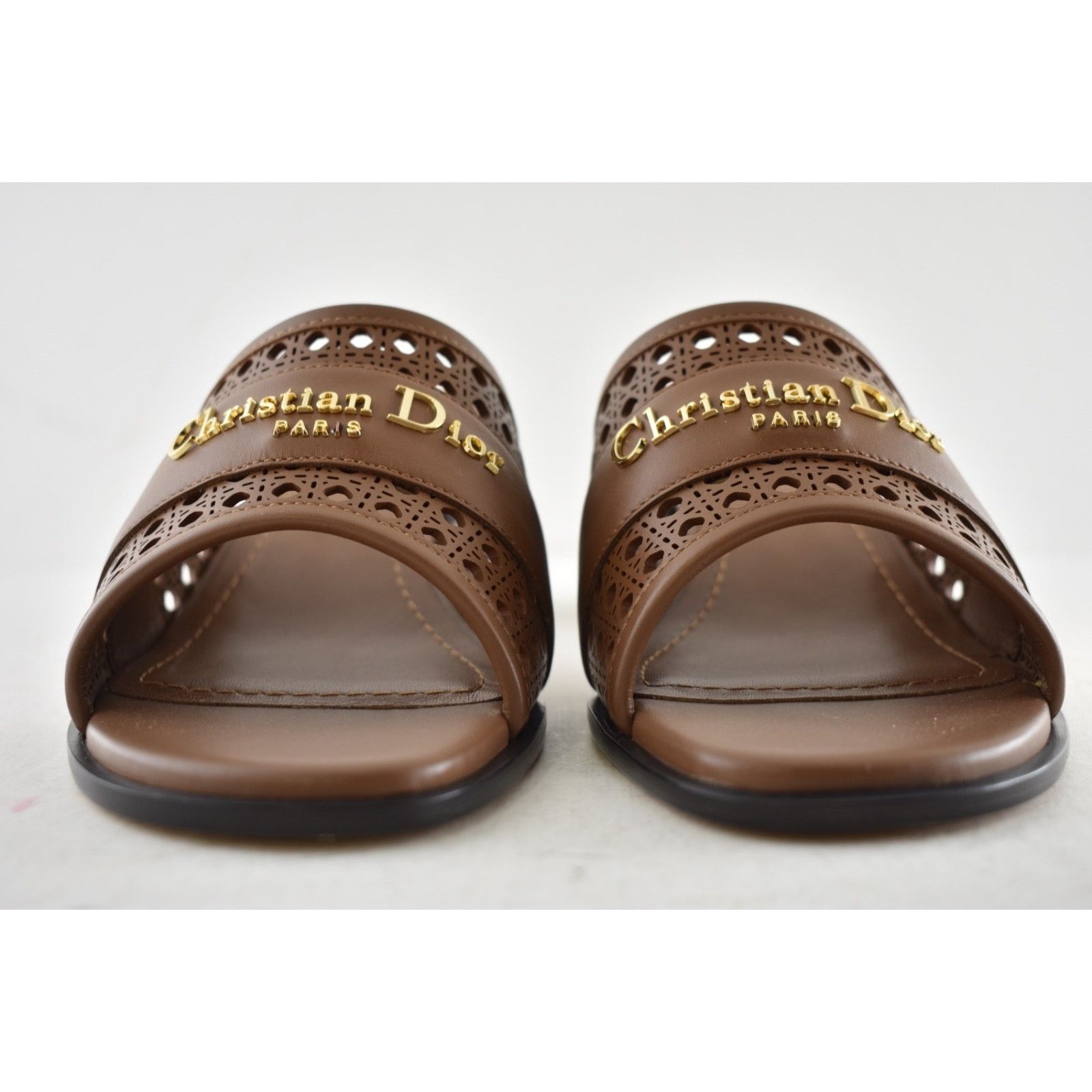 Dior Dior D-Lane Down Town Brown Leather Slide Heel Sandal 39 Size US 9 / IT 39 - 13 Thumbnail