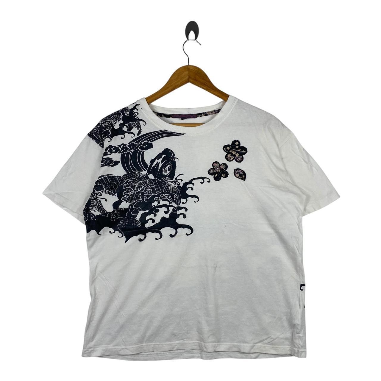 Japanese Brand SUKAJAN T SHIRTS Japan Traditional Koi Sakura Tee Shirt Top Size L / US 10 / IT 46 - 1 Thumbnail