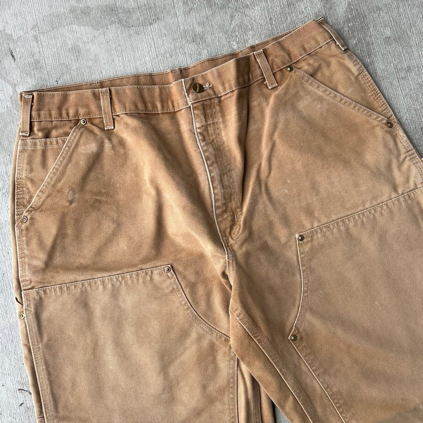Carhartt × Vintage Carhartt faded brown double knee work wear carpenter pants Size US 37 - 3 Thumbnail