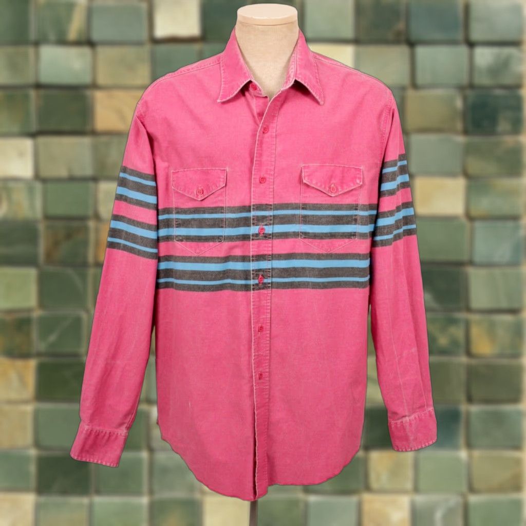 Wrangler VINTAGE Wrangler Western Shirt XL 17.5-36 Men’s 1990s Pink Striped 90s Brushpopper Cotton Shirt Mens Size US XL / EU 56 / 4 - 1 Thumbnail