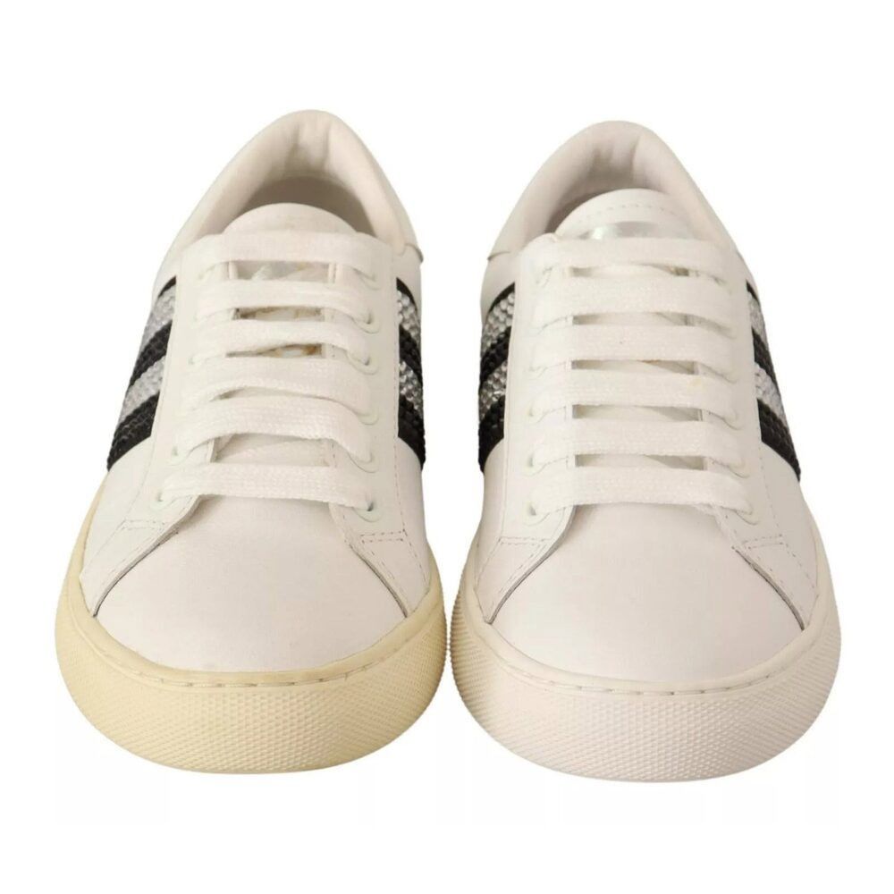 Marc Jacobs Marc Jacobs White Leather Crystal Embellished Sneakers Shoes Size US 6 / IT 36 - 7 Thumbnail
