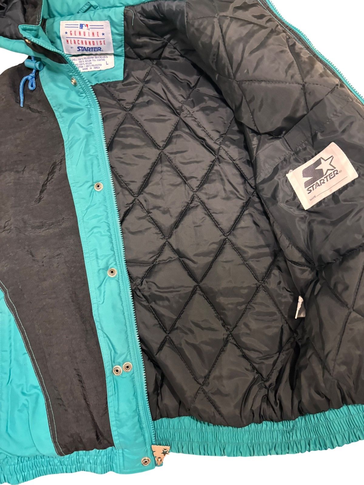 Starter Vintage 90s Florida Marlins Starter Puffer Jacket Mens L Size US L / EU 52-54 / 3 - 8 Thumbnail