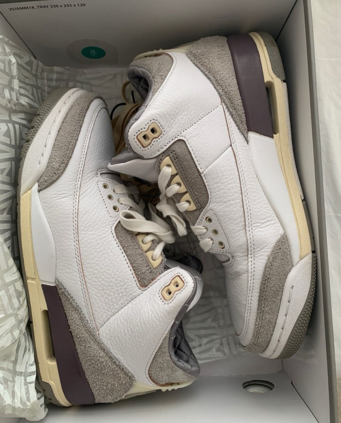 image of A Ma Maniere Jordan 3 Shoes in White, Men's (Size 8)
