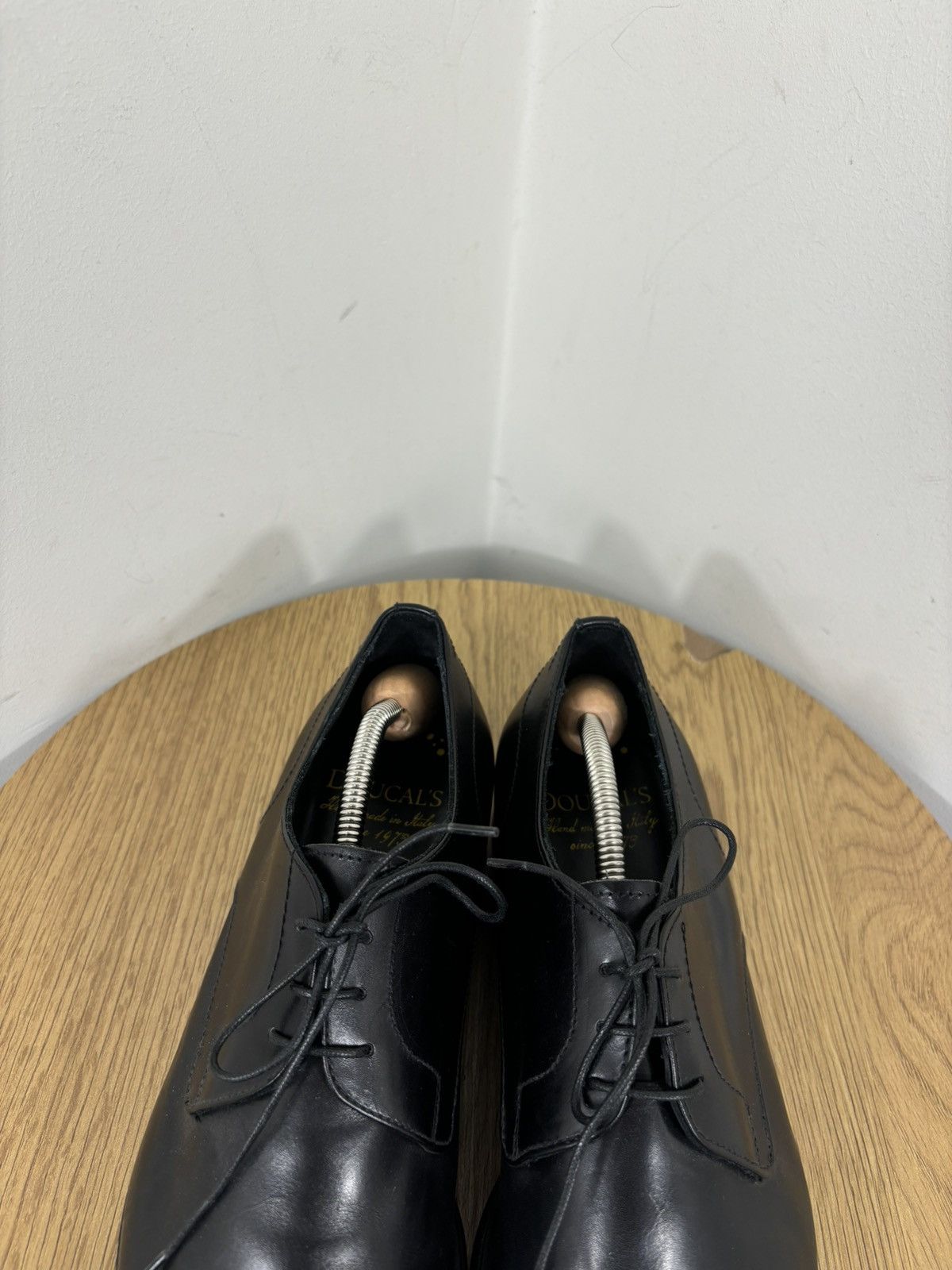 Doucal's Doucal’s Men’s Italian Handmade Black Leather Derby Shoes Size US 7.5 / EU 40-41 - 7 Thumbnail