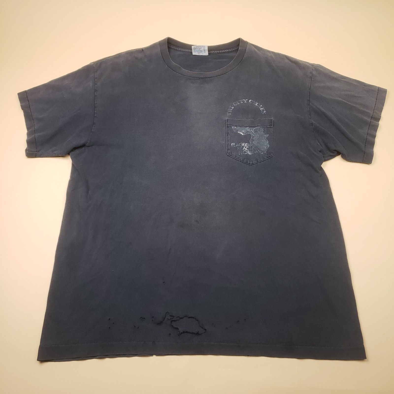 Vintage 1999 Bike Week Distressed T Shirt Bald Eagle Holes Nat Fade Size US XL / EU 56 / 4 - 3 Thumbnail
