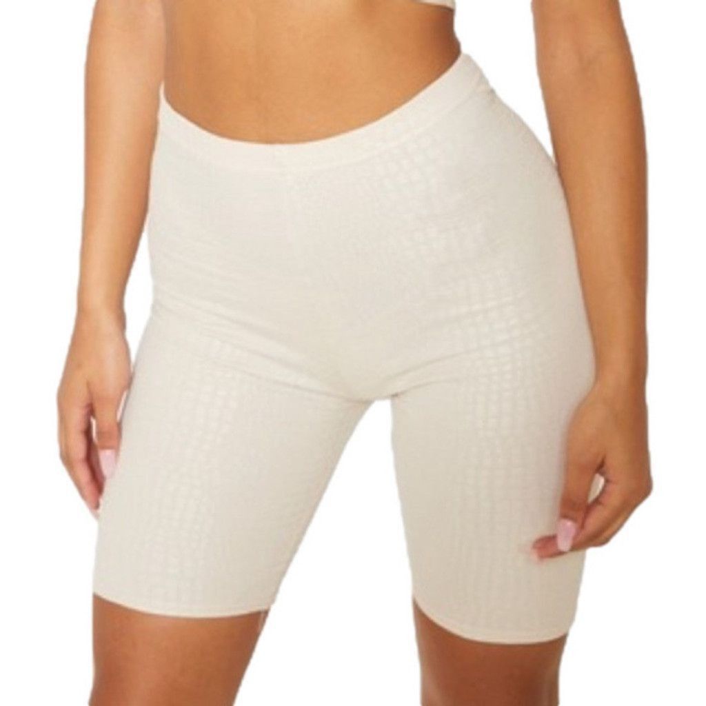 PrettyLittleThing PrettyLittleThing Tan Stone Croc Print Cycle Shorts Size 8 Size 30" / US 8 / IT 44 - 1 Thumbnail