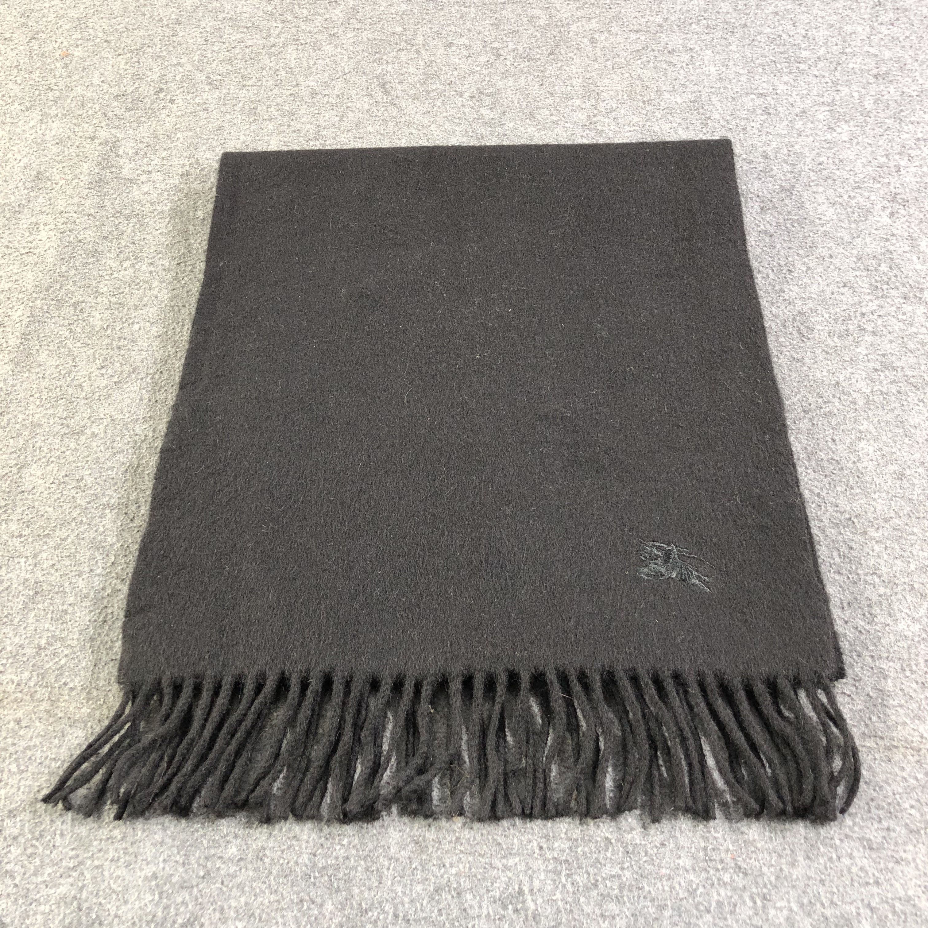 Burberry Burberrys Plain Black Cashmere Scarf Muffler V1289 Size ONE SIZE - 3 Thumbnail
