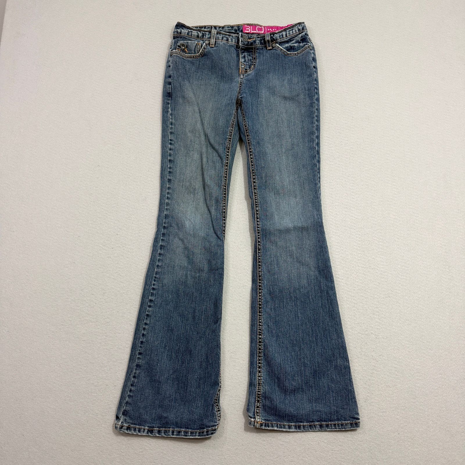Vintage Vintage Glo Low Rise Flare Leg Jeans Juniors Size 1 (26x30) Size 26" / US 2 / IT 38 - 2 Thumbnail