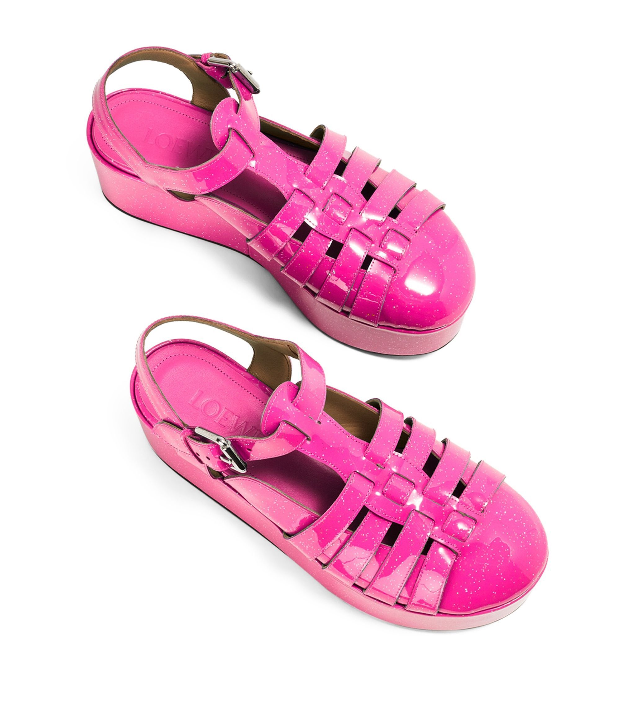 Loewe LOEWE Fisherman neon pink glitter platform wedge sandals 37 Size US 7 / IT 37 - 2 Thumbnail