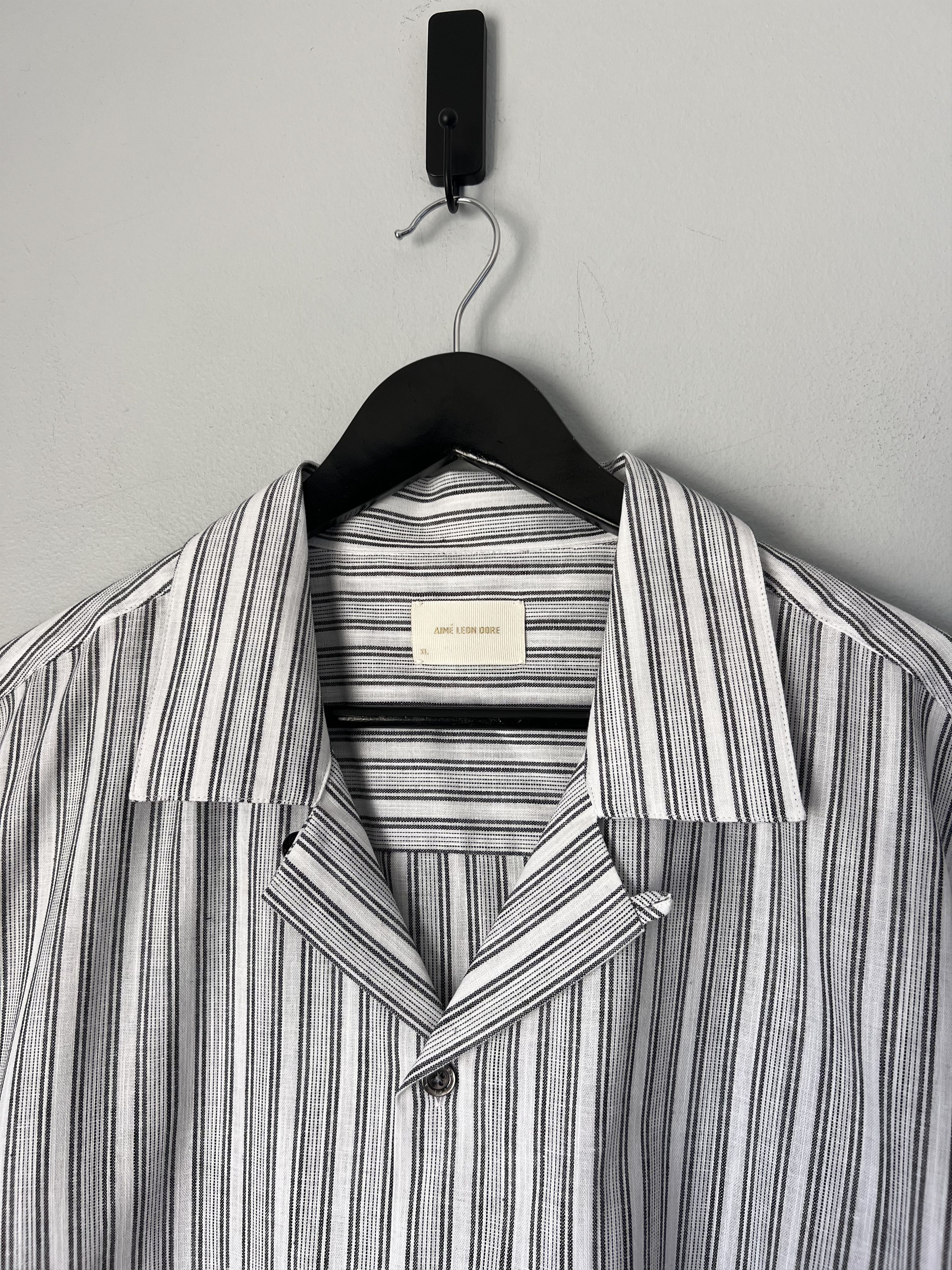 Aime Leon Dore Aime Leon Dore Striped Leisure Shirt in Black White Size US L / EU 52-54 / 3 - 2 Thumbnail