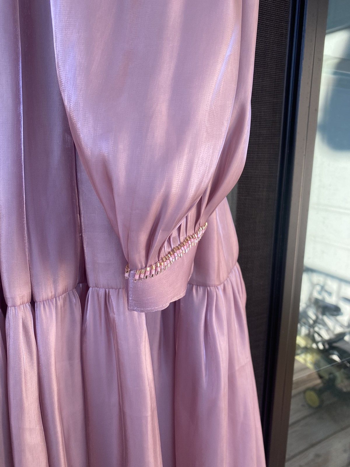 Other Gorgeous Sz L Pink Ruffle Tiered Partywear Maxi Beaded Dress Size L / US 10 / IT 46 - 5 Thumbnail