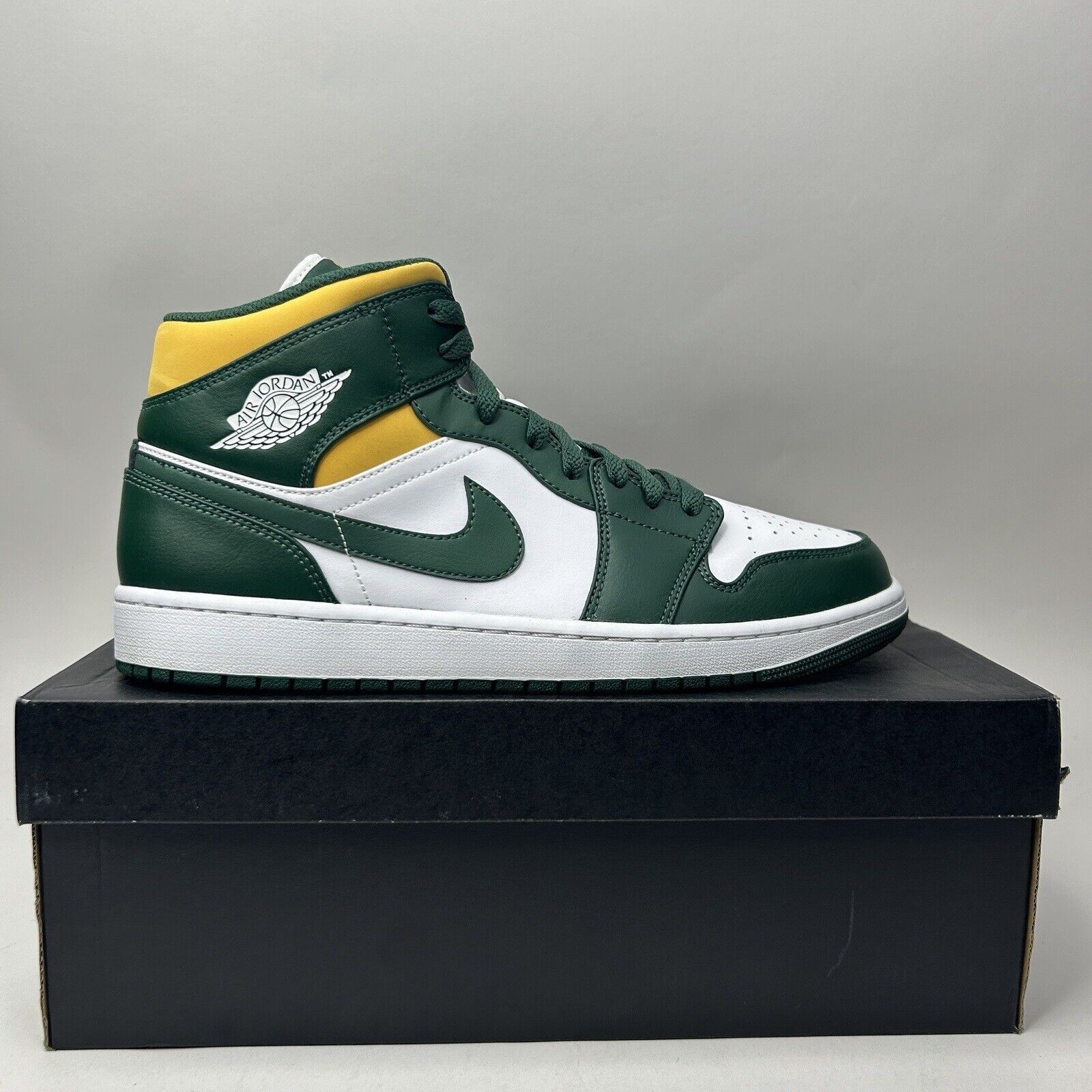 Jordan Brand Nike Air Jordan 1 Retro Mid “Sonics/Green Yellow White” Size US 12 / EU 45 - 4 Thumbnail