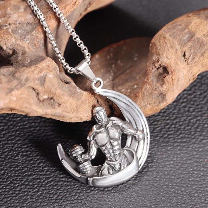 Jewelry × Vintage Moon Gym Muscle Men Necklace Size ONE SIZE - 4 Thumbnail