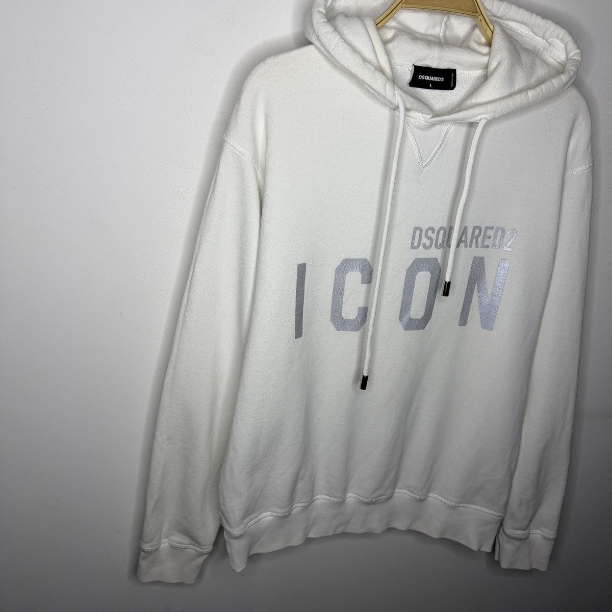 Dsquared2 Vintage White Sweatshirt Hoodie Print Big Logo Dsquared2 Size US L / EU 52-54 / 3 - 3 Thumbnail