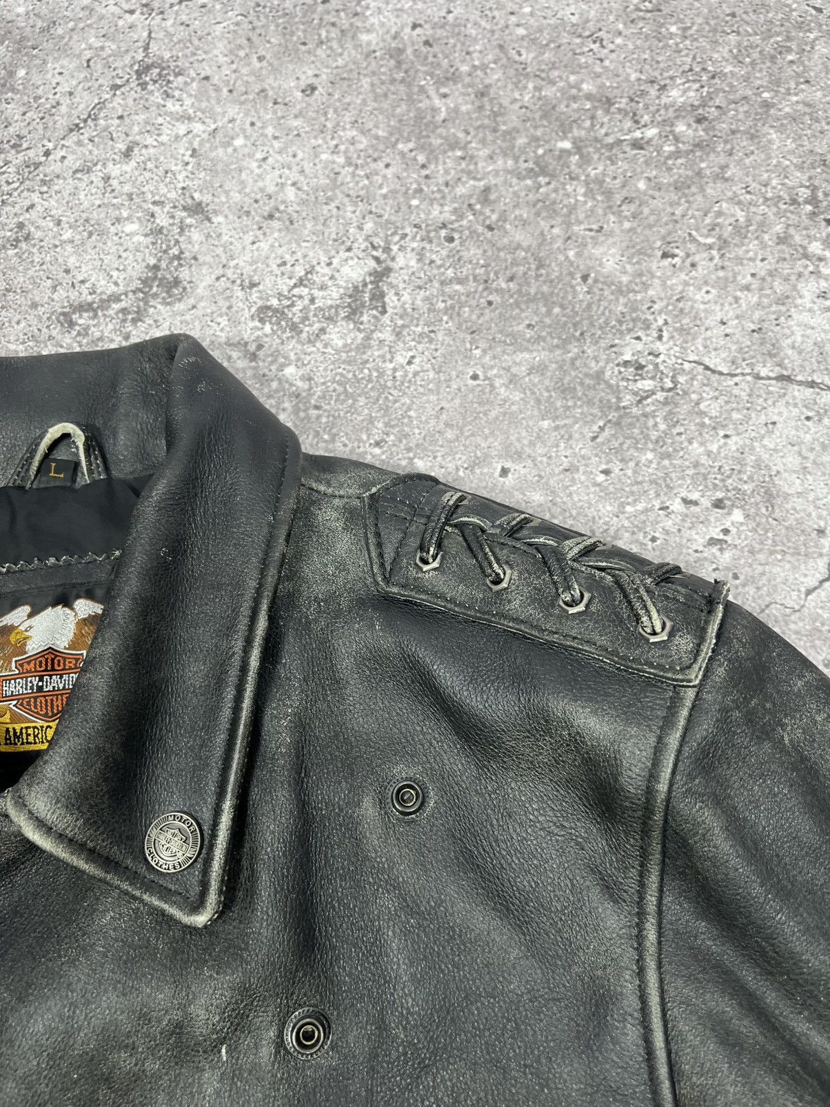 Harley Davidson CRAZY Vintage Harley Davidson Leather Motorcycle Jacket Size US L / EU 52-54 / 3 - 8 Thumbnail