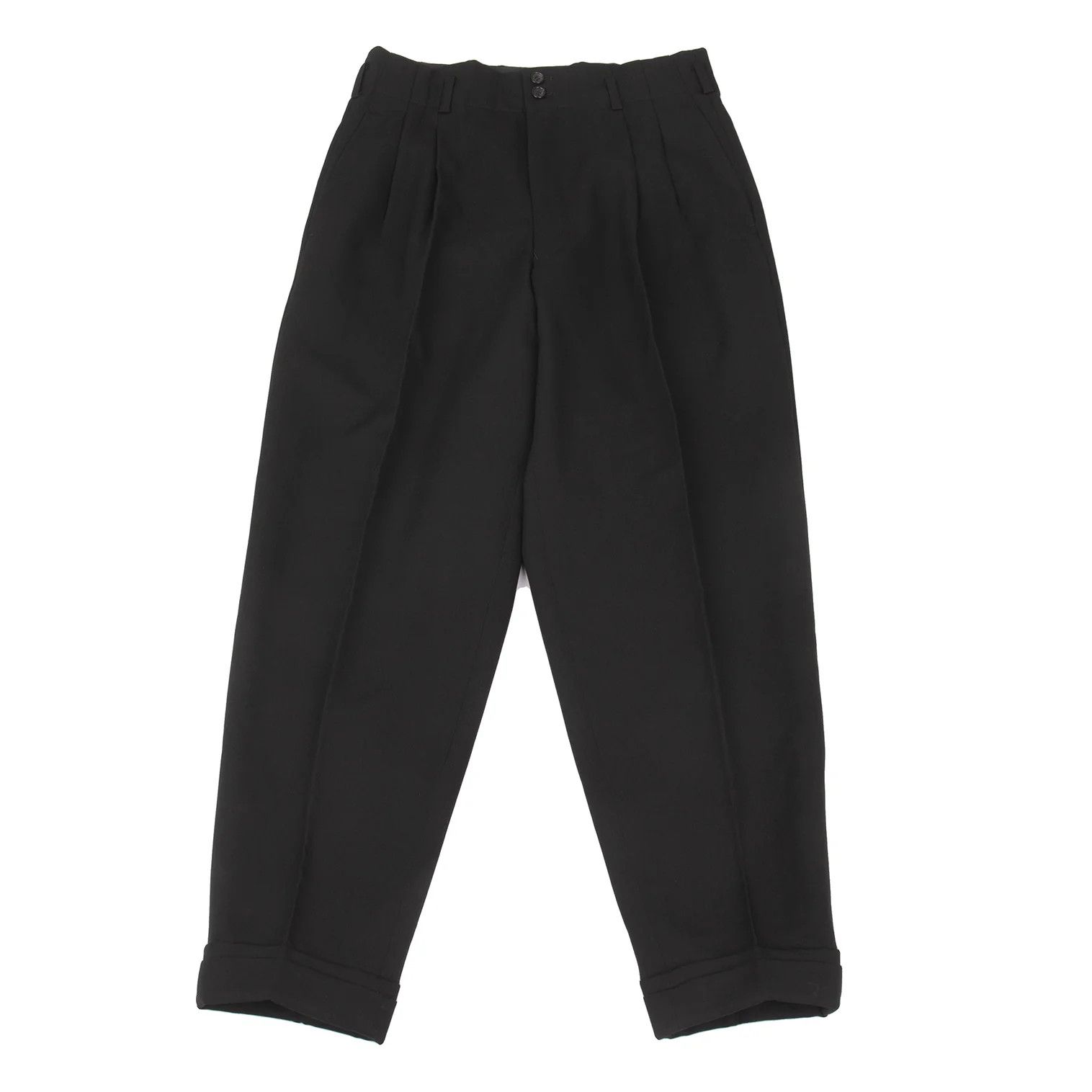 Comme des Garcons Homme Plus Wool Gabardine Hem Layered Double Pants in Black, Size M Size US 36 / EU 52 - 1 Thumbnail
