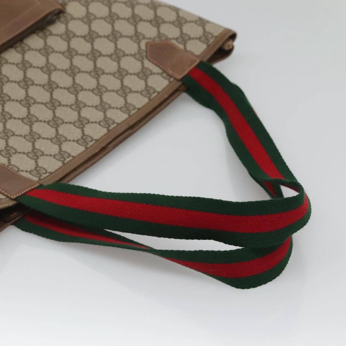 Gucci GUCCI GG Supreme Web Sherry Line Tote Bag Pvc Beige 002 904 Size ONE SIZE - 7 Thumbnail