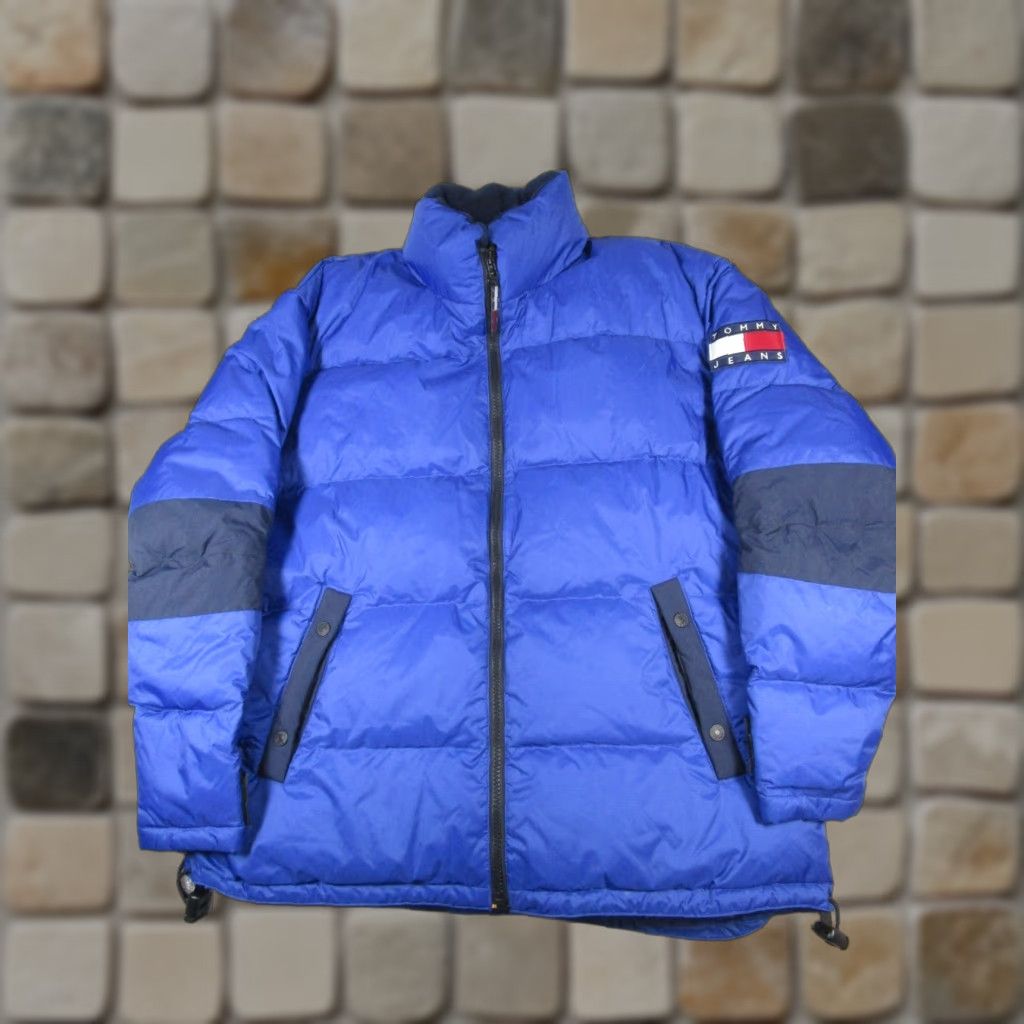 Tommy Hilfiger VINTAGE Tommy Hilfiger Jacket Mens Large Blue Down Insulated Puffer Casual Zip Stand-Up Collar Winter 90s Mens Size US L / EU 52-54 / 3 - 1 Thumbnail