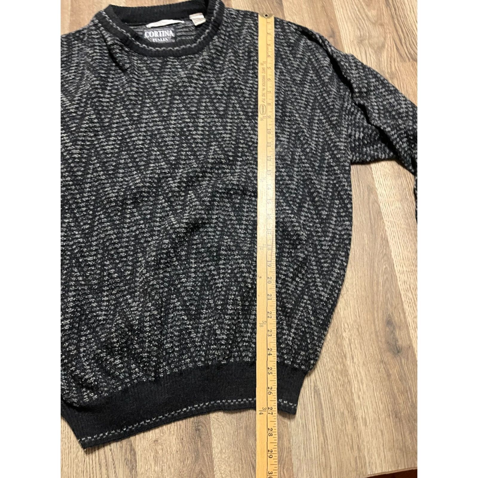 Vintage Cortina Italia Sweater Mens XL Black Gray Wool Blend Pullover Crew Neck Casual Wool Mens XL Pullover Crew Neck Cortina Italia Sweater Size US XL / EU 56 / 4 - 6 Thumbnail
