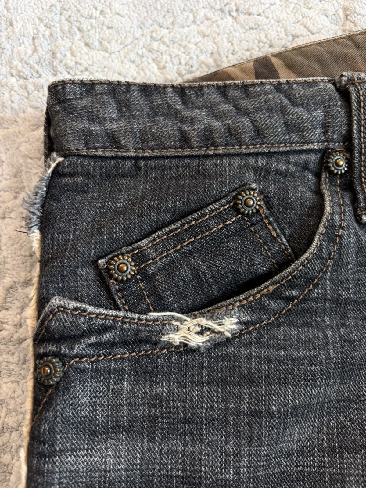 Obelisk Black Fringe Distressed Flare Curved Denim Size US 32 / EU 48 - 2 Thumbnail