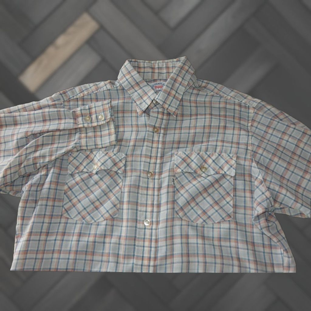Levi's VINTAGE Levi's Mens Button-Up Shirt Blue Check Long Sleeve Large Size US M / EU 48-50 / 2 - 1 Thumbnail