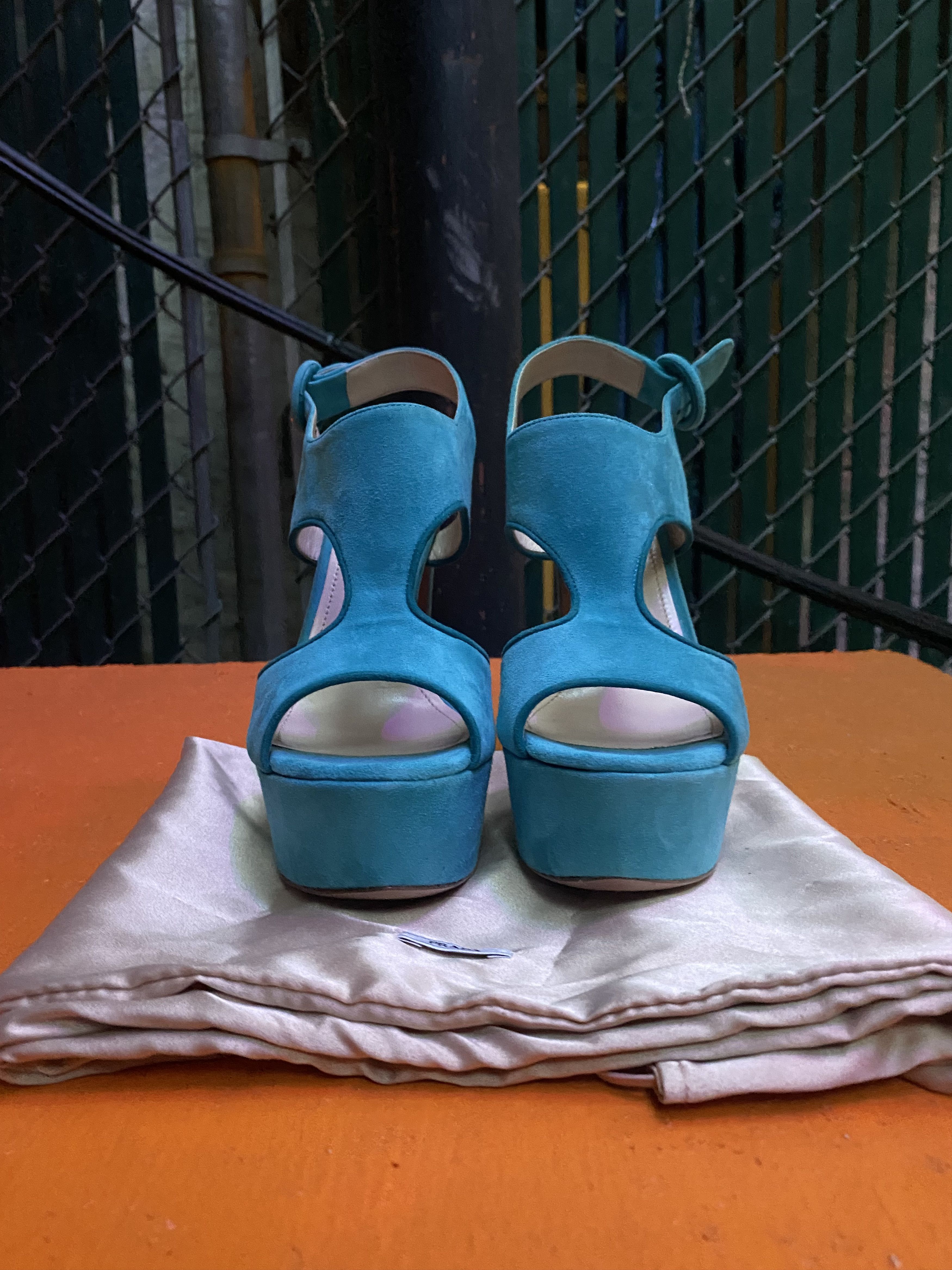 Prada Suede Turquoise Prada Heels Size US 6.5 / IT 36.5 - 1 Thumbnail