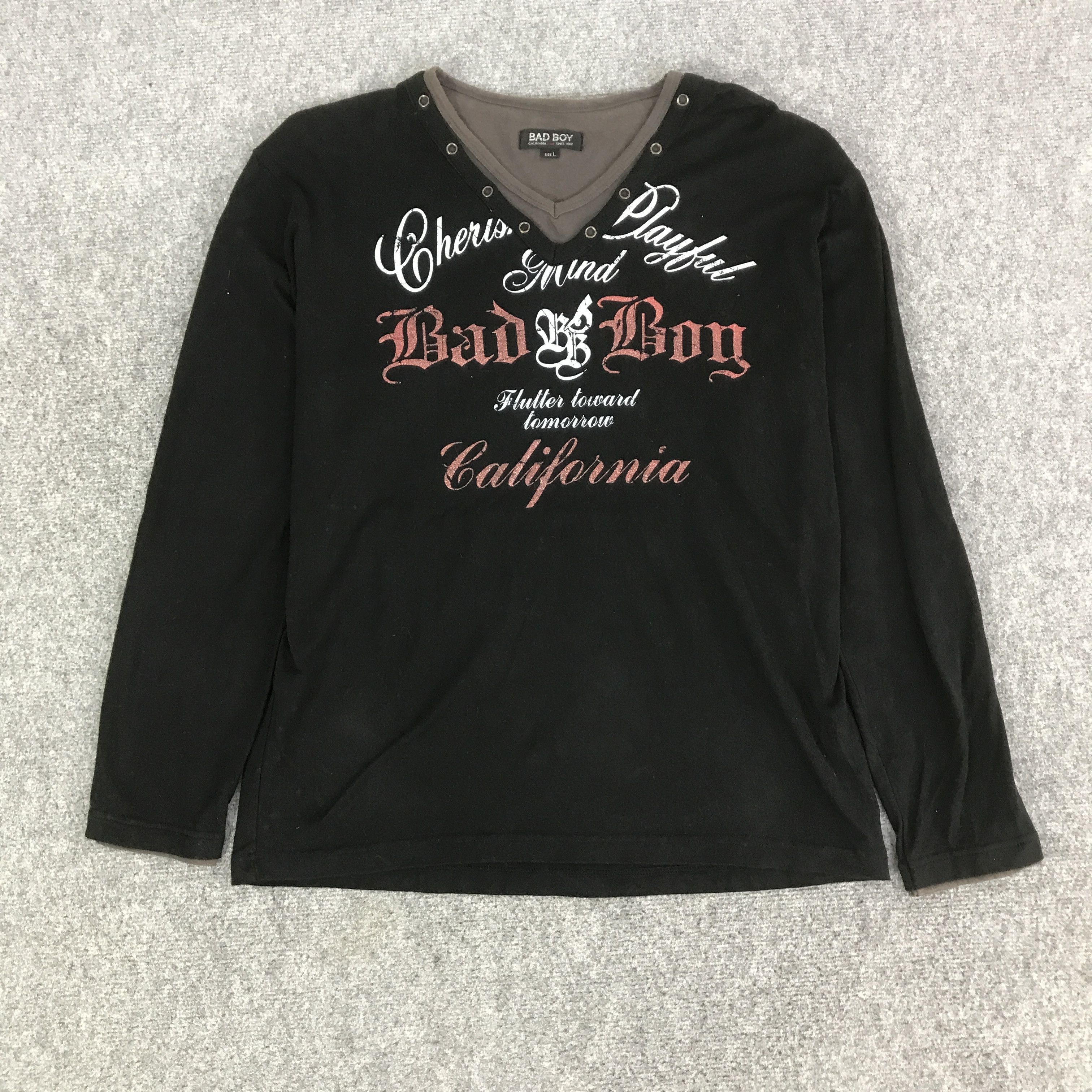 Japanese Brand BAD BOY BLACK PUNK LONG SLEEVE T-SHIRT K93B55 Size US L / EU 52-54 / 3 - 1 Thumbnail