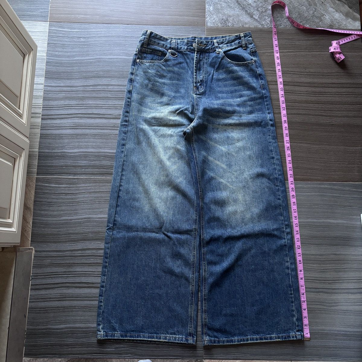 Japanese Brand × Vintage Washed Blue Baggy Wide Leg Jeans Size US 34 / EU 50 - 4 Thumbnail