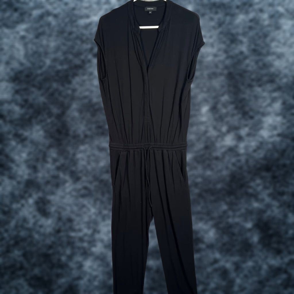 Vintage Babaton Jumpsuit Women XS Black Sleeveless V-Neck One-Piece 8/10 Casual Party/Cocktail Modern Classic Mens Girls? Size 26" / US 2 / IT 38 - 1 Thumbnail