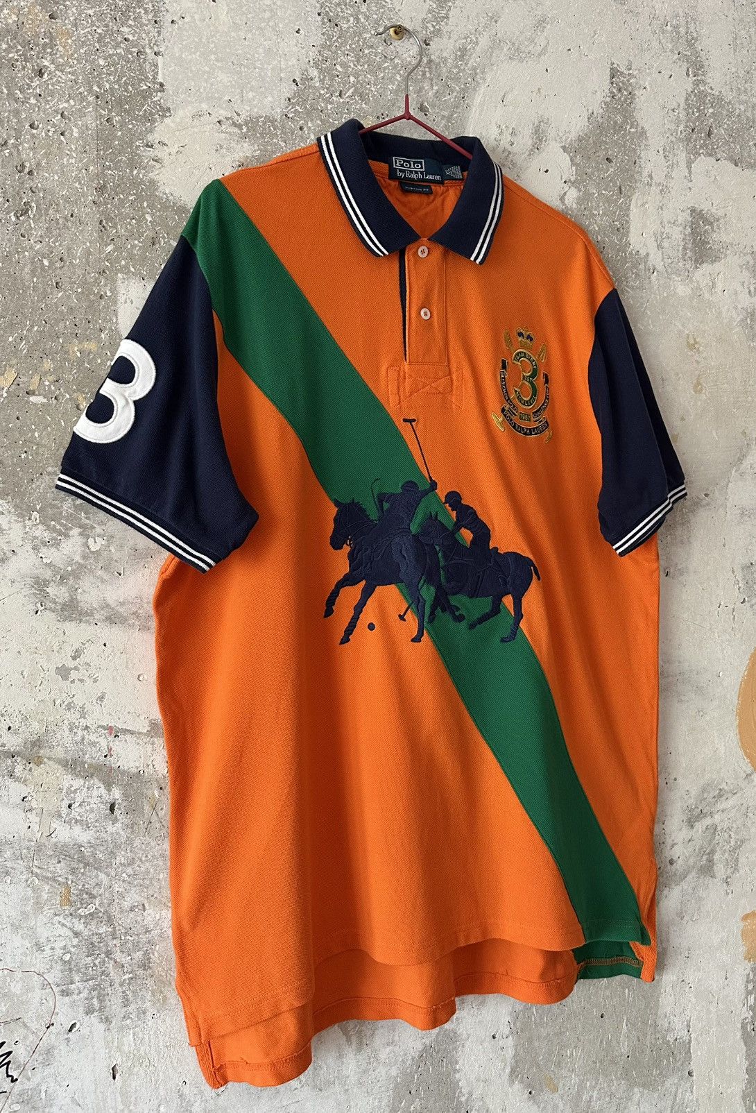 90S Vintage Polo Ralph Lauren Big Pony Logo Orange T-Shirt