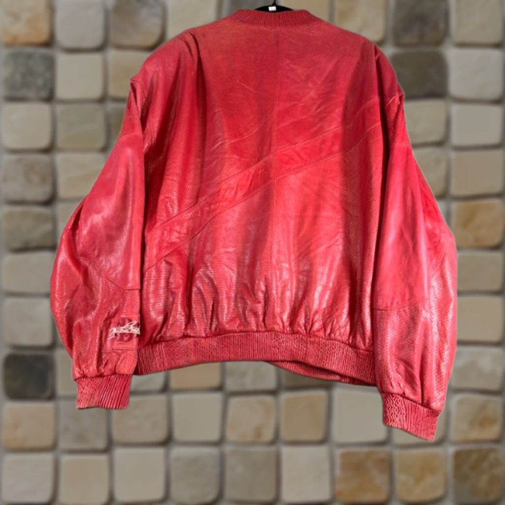 Pelle Pelle VINTAGE Pelle Pelle Marc Buchanan Leather Bomber Jacket Men 48 Red Zip Up Streetwear Ladies? Size US M / EU 48-50 / 2 - 1 Thumbnail