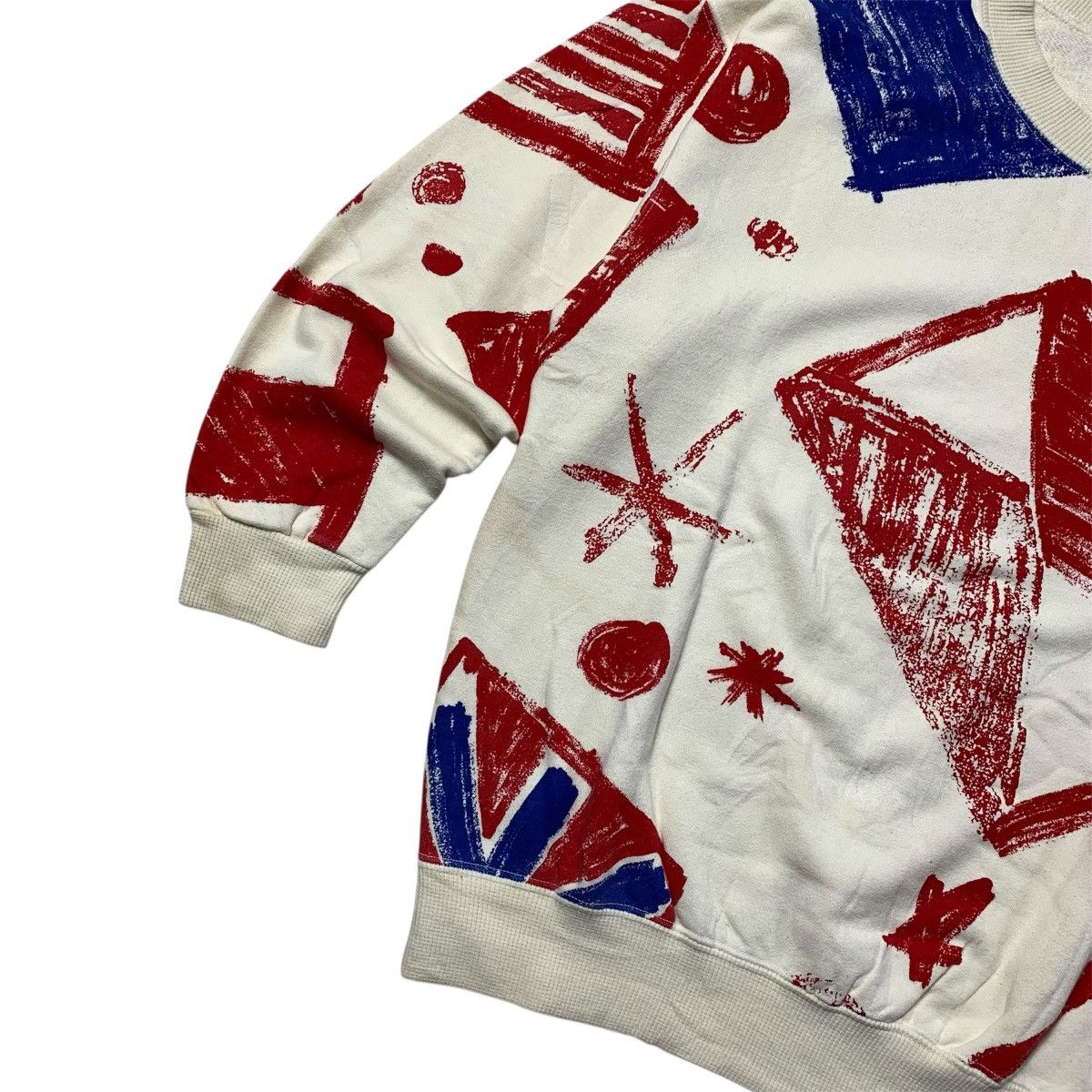Issey Miyake Vintage 90s Issey Miyake Calk Painted Abstract Sweetshirt Size US M / EU 48-50 / 2 - 3 Thumbnail