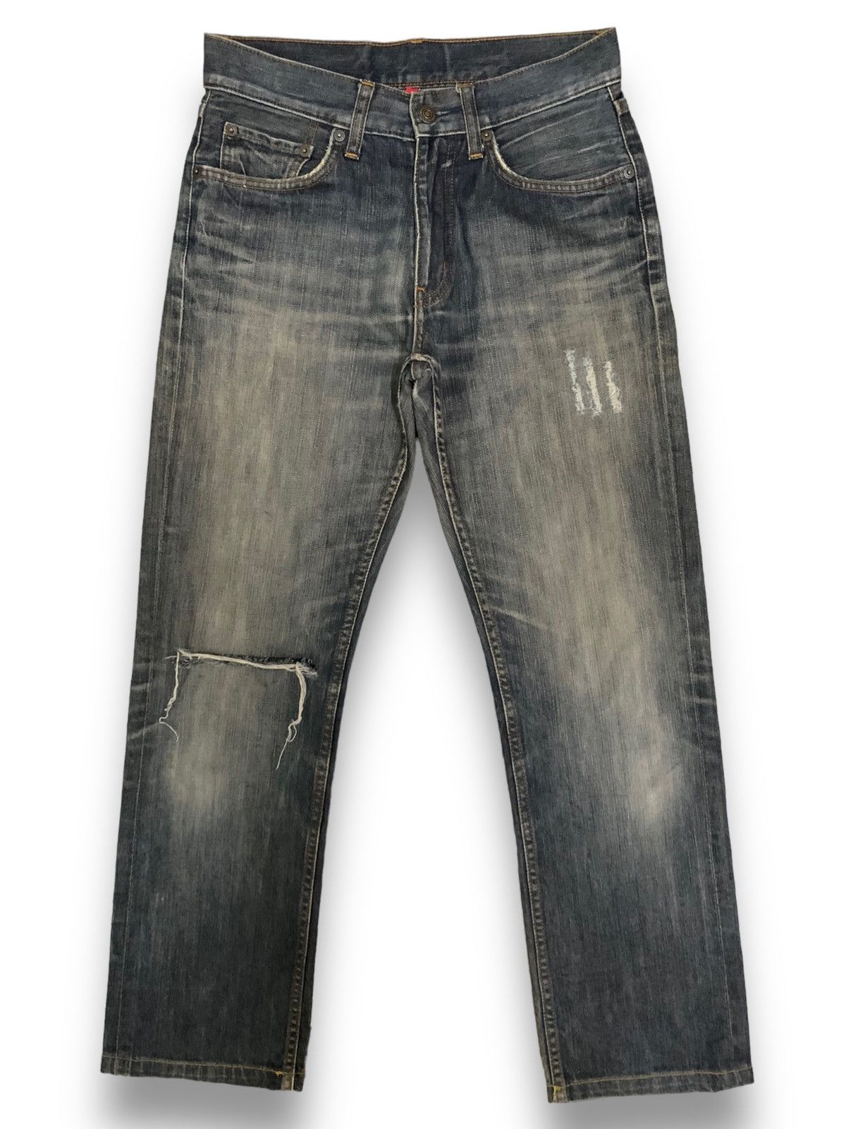 Undercover × Uniqlo Vintage Y2K Uniqlo UJ Faded Straight Leg Distressed Jeans Size US 29 - 1 Thumbnail