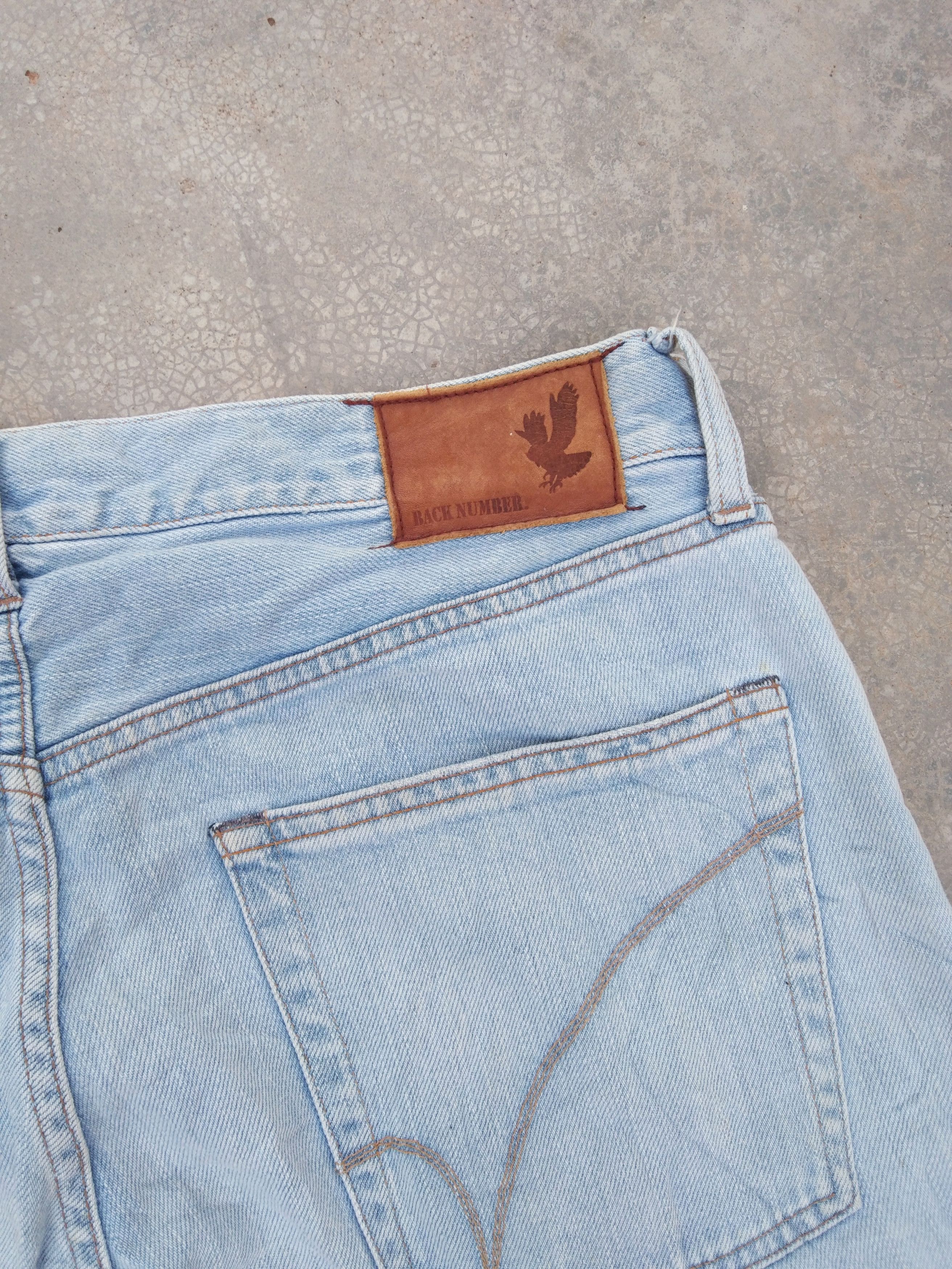 Japanese Brand Vintage Back Number Straight Leg Faded Blue Distressed Jeans Size US 33 - 3 Thumbnail