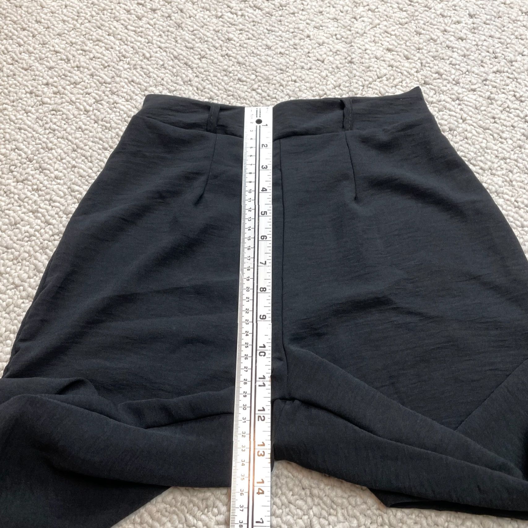 Boohoo Boohoo Petite Tie Waist Woven Slimline Trouser Pants Womens Black 2P Satin Polyester Ankle Straight Classic 22 in Rise High 25 in Inseam Size 26" / US 2 / IT 38 - 6 Thumbnail
