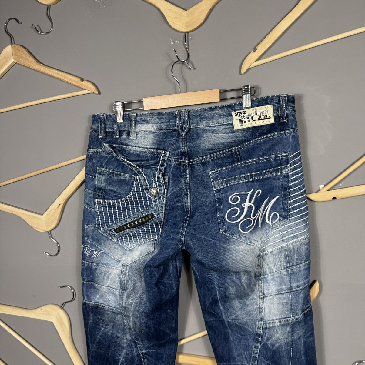 Japanese Brand Kosmo Lupo Avant Garde Y2K Japanese Style Opium Jeans Size US 34 / EU 50 - 9 Thumbnail