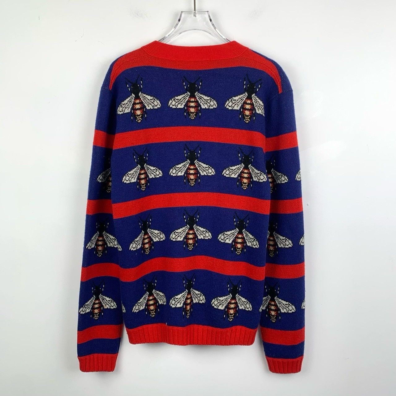 Gucci Gucci Bee Pattern V-neck Striped Wool Knitted Cardigan K26WX Size XS / US 0-2 / IT 36-38 - 2 Thumbnail
