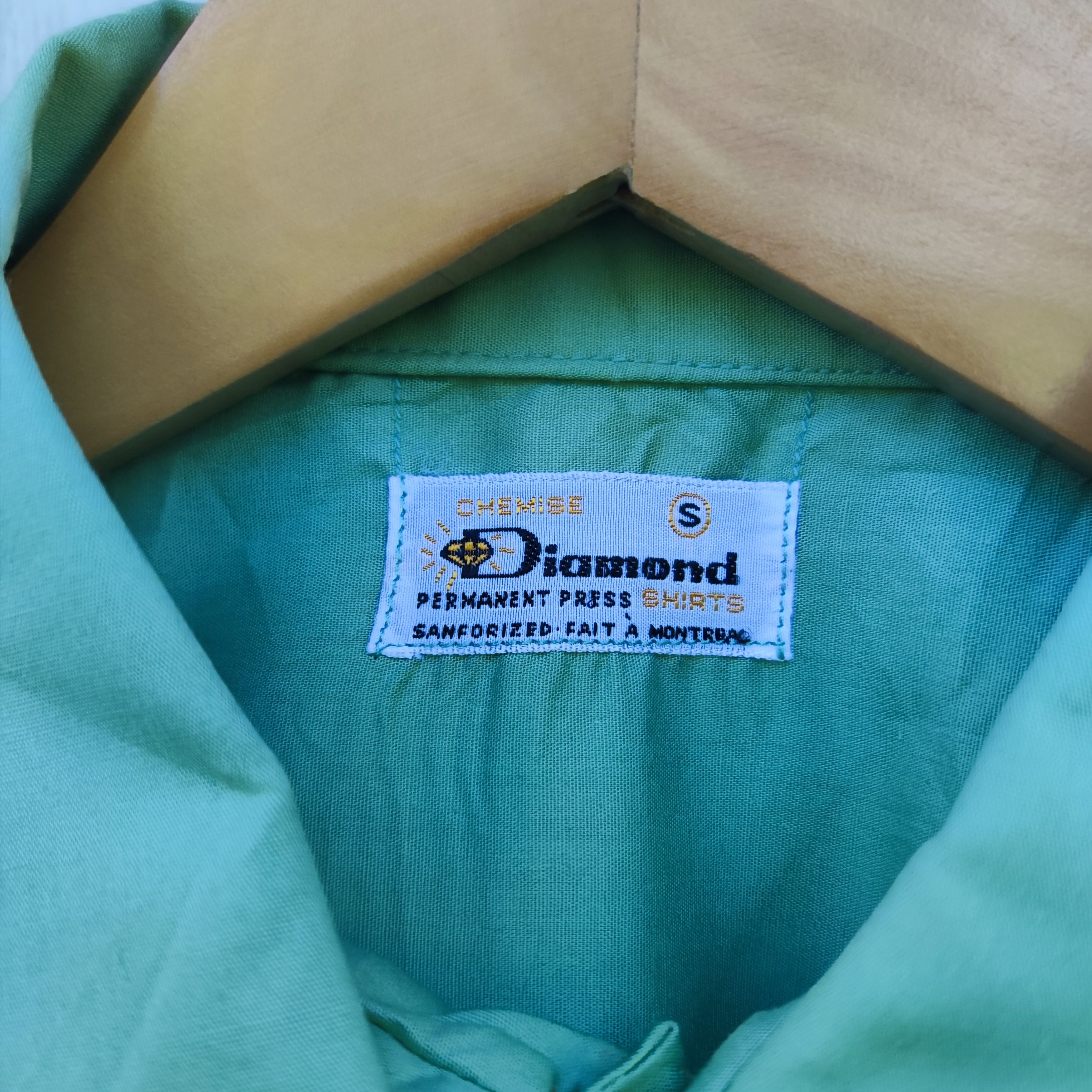 Vintage Diamond Chemise Permanent Press Solid Green Sport Shirt Size US M / EU 48-50 / 2 - 3 Thumbnail