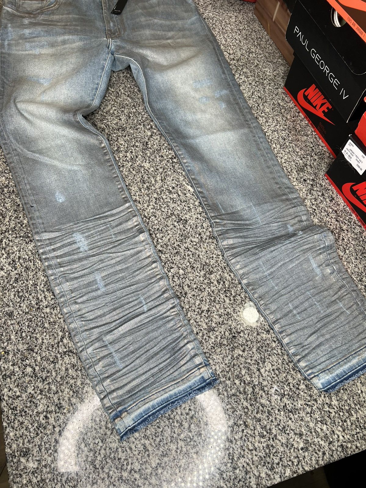 Amiri Amiri Jean Mx1 Neon Plaid Blue Size US 33 - 2 Thumbnail