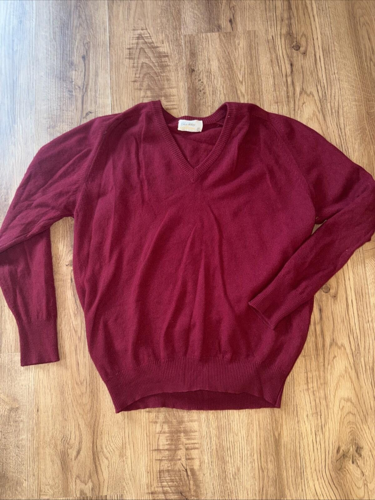 Other Glen Abbey Mens Pure Cashmere Made in IrelandBurgundy Vneck Size US XL / EU 56 / 4 - 1 Thumbnail